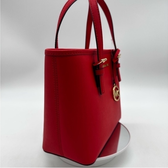 Michael Kors Jet Set Travel Extra-Small Top Zip Tote Bag Red - Picture 7 of 9
